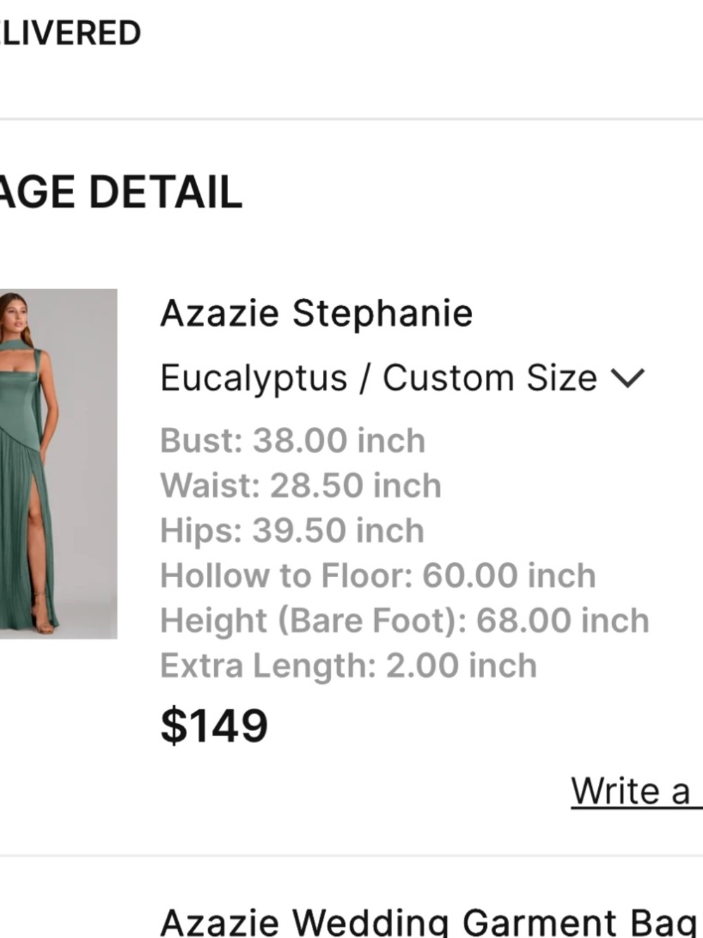 Azazie Stephanie Eucalyptus Pleated Maxi Corset Back Bridesmaid Dress - Picture 3 of 3